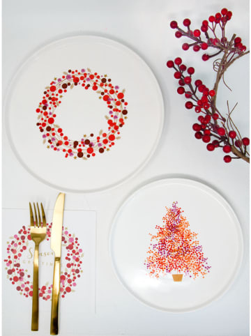 ppd Ontbijtbord "Season's Tree" wit/rood - Ø 21 cm