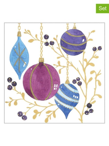 ppd 2er-Set: Servietten "Ornaments" in Weiß/ Blau/ Lila - 2x 20 Stück