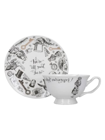 Mikasa Filiżanka "Alice in Wonderland" w kolorze biało-czarnym - 210 ml