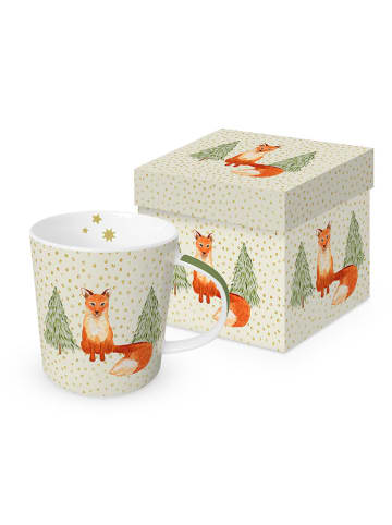 ppd Mok "Snowflakes & Fox" crème/oranje - 350 ml