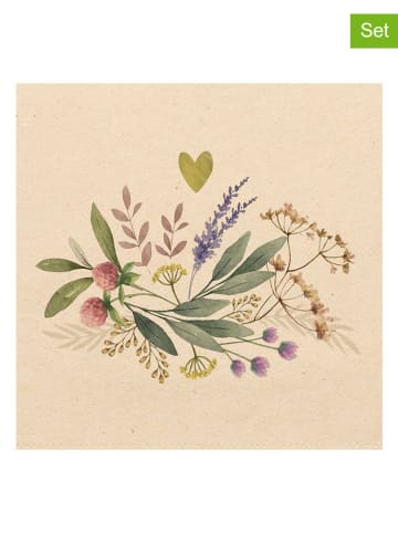 ppd 2er-Set: Servietten "Provence" in Beige/ Grün - 2x 20 Stück