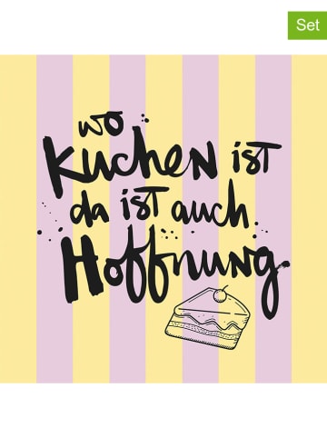 ppd 2er-Set: Servietten "Kuchen Hoffnung" in Gelb/ Lila - 2x 20 Stück