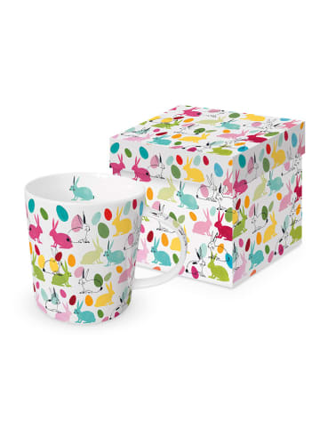 ppd Kubek jumbo "Rabbits & Eggs" w kolorze białym ze wzorem - 350 ml