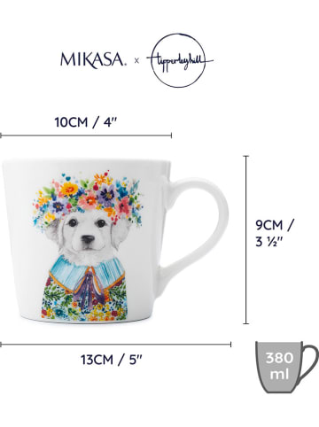 Mikasa Kubek "Puppy" w kolorze białym ze wzorem - 380 ml