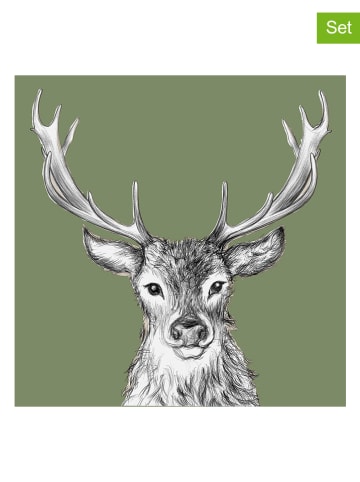 ppd Serwetki (40 szt.) "Paul" w kolorze biało-zielonym