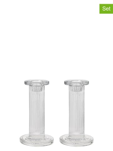 Stelton 2-delige set: kaarshouders "Pilastro" transparant - (H)13 cm