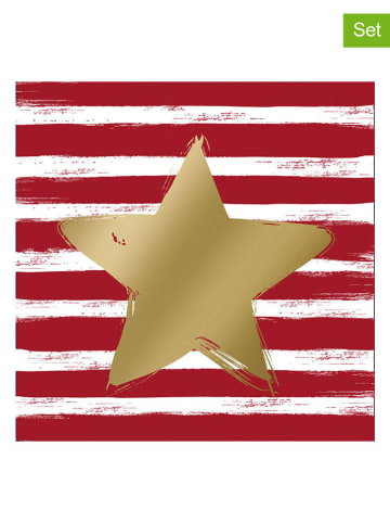 ppd 2er-Set: Servietten "Star & Stripes" in Rot/ Weiß/ Gold - 2x 20 Stück