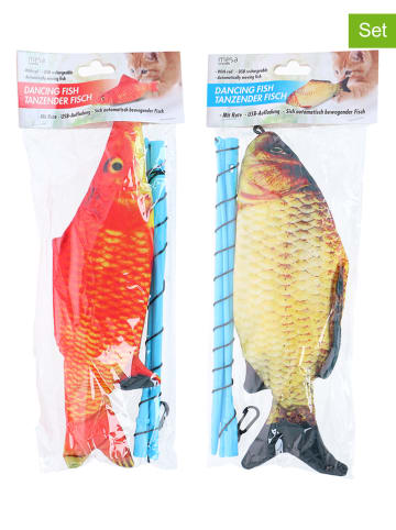 Edco 2er-Set: Katzenspielzeuge ''Dancing fish'' in Orange/ Gelb - (L)30 x (B)23 cm