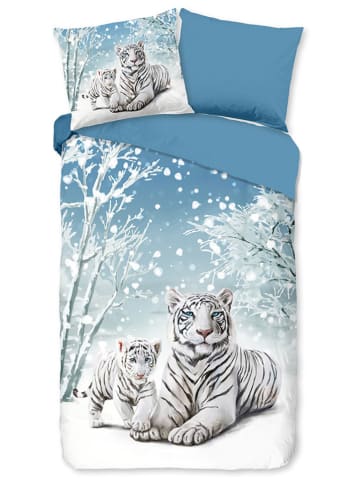 Good Morning Flanellen beddengoedset "Safe" blauw