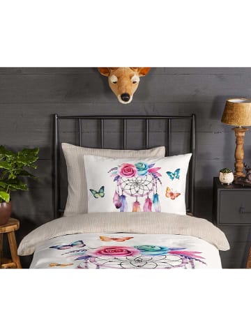 Good Morning Flanellen beddengoedset "Catchy" wit/meerkleurig