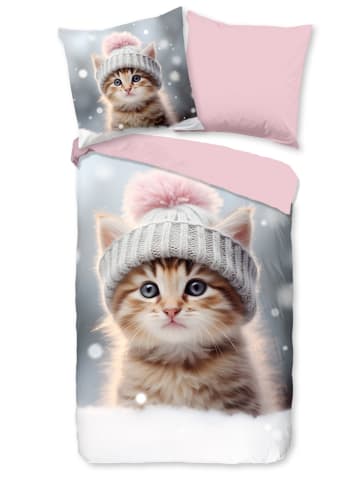 Good Morning Flanell-Bettwäsche-Set "Patt" in Rosa/ Bunt