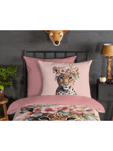 Good Morning Flanell-Bettwäsche-Set "Kiran" in Rosa/ Hellbraun