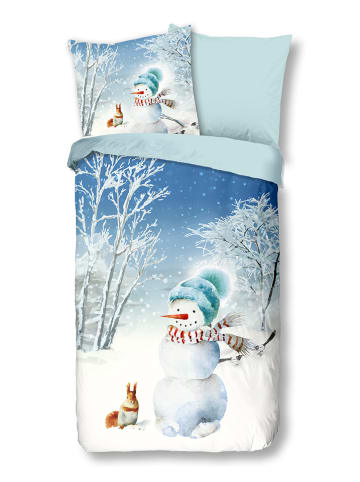 Good Morning Flanellen beddengoedset "Cold" blauw