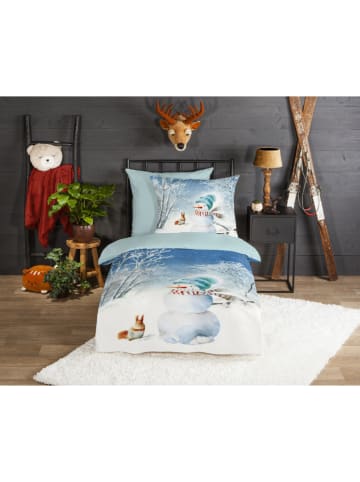 Good Morning Flanellen beddengoedset "Cold" blauw