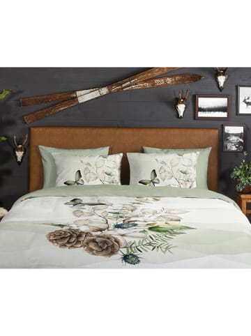 Good Morning Komplet pościeli flanelowej "Marjan" w kolorze zielono-kremowym