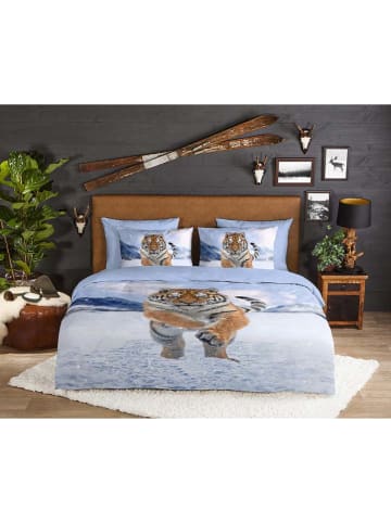 Good Morning Flanellen beddengoedset "Zelda" lichtblauw/lichtbruin