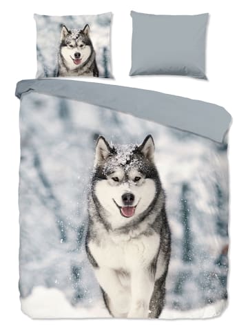 Good Morning Komplet pościeli flanelowej "Husky" w kolorze szarym