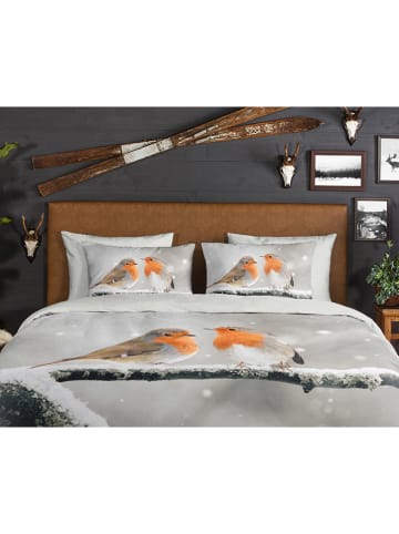 Good Morning Flanellen beddengoedset "Greets" grijs