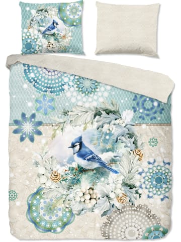 Hip Flanellen beddengoedset "Camunda" beige/lichtblauw