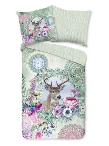 Hip Komplet pościeli flanelowej "Romini" w kolorze zielonym ze wzorem