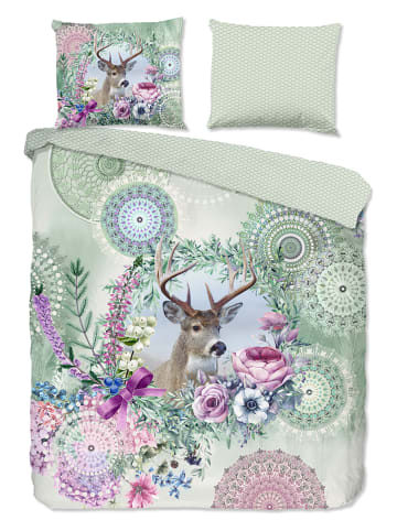 Hip Komplet pościeli flanelowej "Romini" w kolorze zielonym ze wzorem