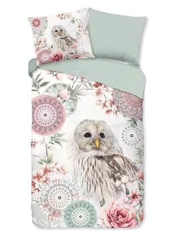 Good Morning Flanellen beddengoedset "Omaira" lichtroze/mintgroen