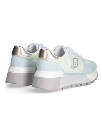 Liu Jo Skórzane sneakersy w kolorze kremowo-błękitnym