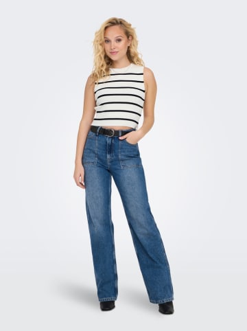 ONLY Gebreide top crème/zwart