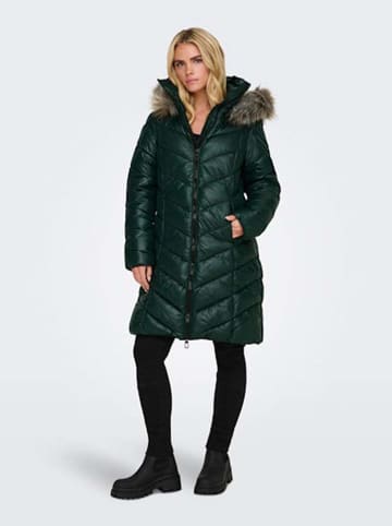 ONLY Steppmantel in Dunkelgrün
