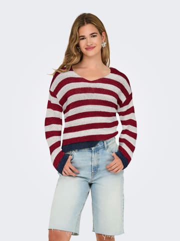 ONLY Pullover in Bordeaux/ Beige