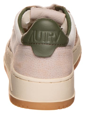 AUTRY Leder-Sneakers "Medalist" in Weiß/ Khaki/ Beige