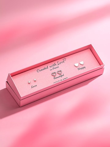 Created with Love 3-częściowy zestaw kolczyków-wkrętek "Cherish" z cyrkoniami