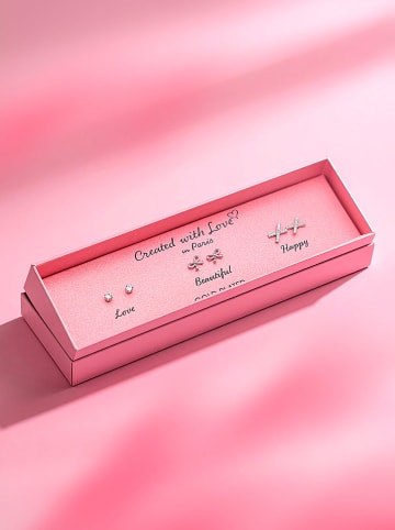 Created with Love 3-częściowy zestaw kolczyków-wkrętek "Beauty" z cyrkoniami