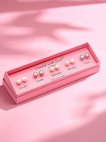 Created with Love 5-delige set: oorstekers "Pearl" met edelstenen