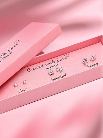 Created with Love 3er-Set: Ohrstecker mit Edelsteinen "Passion"