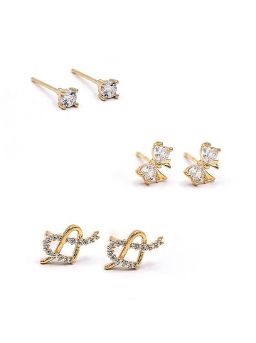 Created with Love 3-częściowy zestaw kolczyków-wkrętek "Eternity" z cyrkoniami