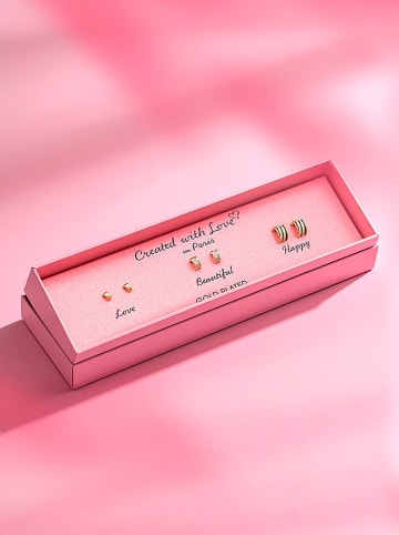 Created with Love 3-delige set: oorstekers "Snow" met edelstenen