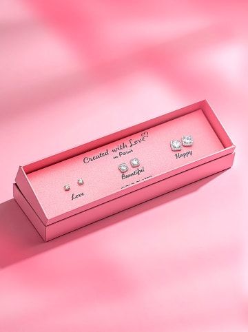 Created with Love 3-częściowy zestaw kolczyków-wkrętek "Grace" z cyrkoniami