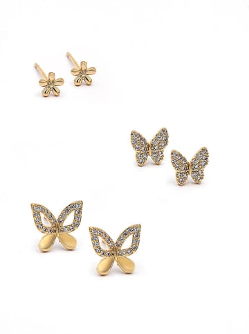 Created with Love 3er-Set: Ohrstecker mit Edelsteinen "Rose"