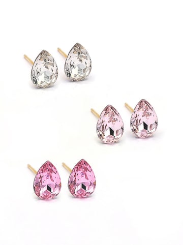 Created with Love 3er-Set: Ohrstecker mit Ziersteinen "Bloom"