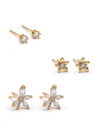 Created with Love 3-częściowy zestaw kolczyków-wkrętek "Sun" z cyrkoniami