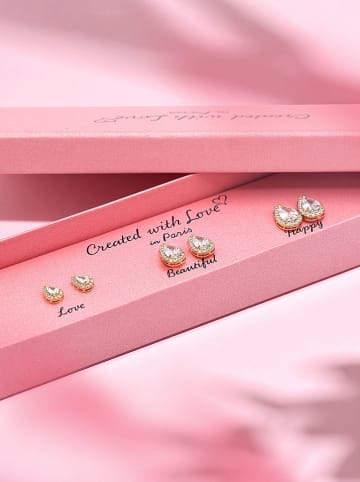 Created with Love 3-częściowy zestaw kolczyków-wkrętek "Desire" z cyrkoniami