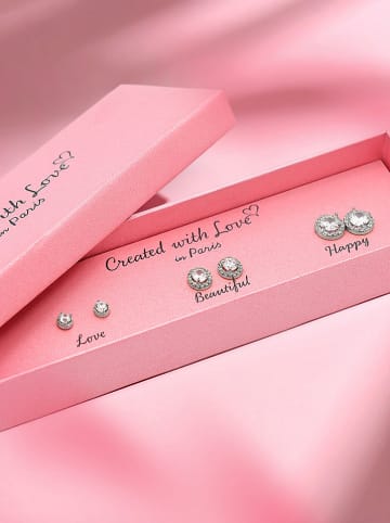 Created with Love 3-częściowy zestaw kolczyków-wkrętek "Sophia " z cyrkoniami