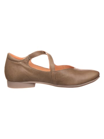 Think! Leder-Spangenballerinas in Taupe