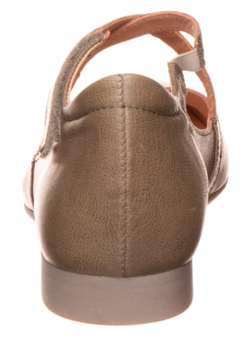 Think! Leren ballerina's met bandje taupe