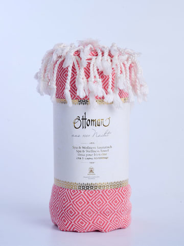 Ottoman Chusta hammam "Raute" w kolorze koralowym - 190 x 105 cm