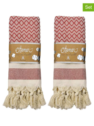 Ottoman 2er-Set: Geschirrtücher ''Hitit'' in Terrakotta - (L)100 x (B)45 cm