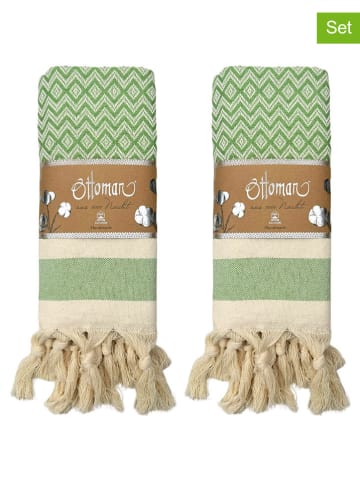 Ottoman 2er-Set: Geschirrtücher ''Hitit'' in Grün - (L)100 x (B)45 cm