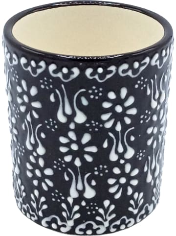 Ottoman Zahnputzbecher "Kartal" in Schwarz/ Weiß - (H)9,5 x Ø 8 cm