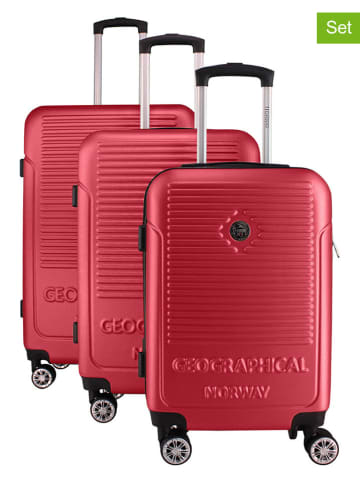 Geographical Norway 3tlg. Hardcase-Trolleyset "Santiago" in Rot